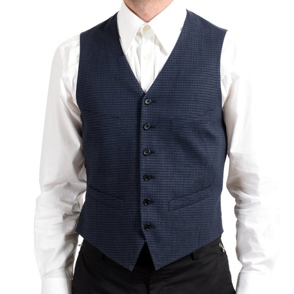 John Varvatos Men's Linen Wool Button Up Vest
